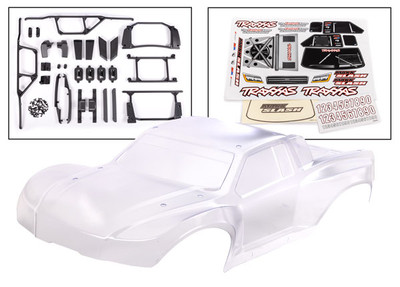 Body, Maxx Slash® (clear, requires painting)/ window masks/ decal sheet (includes body support, body plastics, latches, & hardware for clipless mounting)
Body, Maxx Slash® (clear, requires painting)/ window masks/ decal sheet (includes body support, body plastics, latches, & hardware for clipless mounting)
