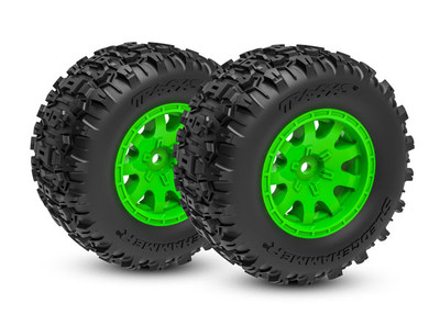 Tires & wheels, assembled (green wheels, dual profile (2.1" outer, 2.6" inner), Sledgehammer® tires, foam inserts)) (rear) (2)
Tires & wheels, assembled (green wheels, dual profile (2.1" outer, 2.6" inner), Sledgehammer® tires, foam inserts)) (rear) (2)