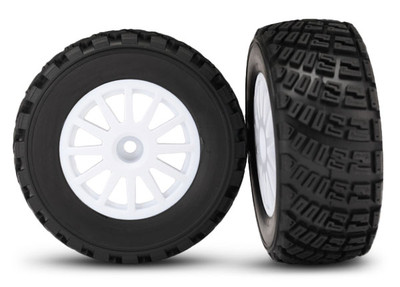 Tires & wheels, assembled, glued (white wheels, gravel pattern tires, foam inserts) (2) (TSM® rated)
