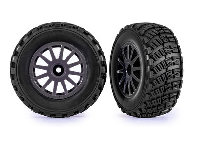 Tires & wheels, assembled, glued (gray wheels, gravel pattern tires, foam inserts) (2) (TSM® rated)

