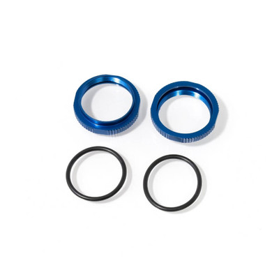 Tekno RC Shock Adjustment Collars (short, aluminum, BLUE ano, 2pcs)