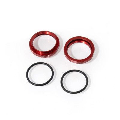 Tekno RC Shock Adjustment Collars (short, aluminum, RED ano, 2pcs)