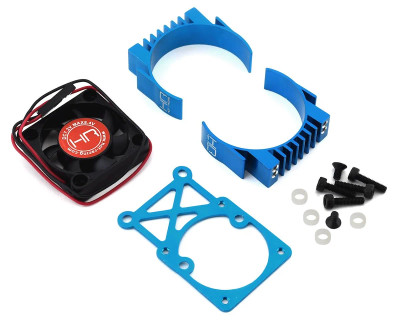 Hot Racing Clip-On Two-Piece Motor Heat Sink w/Fan (Tamiya Blue) Hot Racing Clip-On Two-Piece Motor Heat Sink w/Fan (Tamiya Blue)