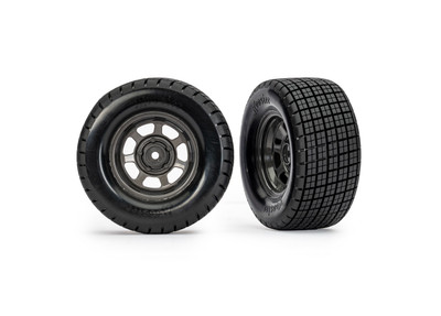 Traxxas Dirt Oval Gray Front Wheels w/ Hoosier Tires (2)