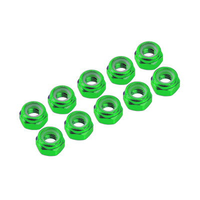 Ultimate Racing 4mm Aluminum Nylock Nut (Green) (10pcs)