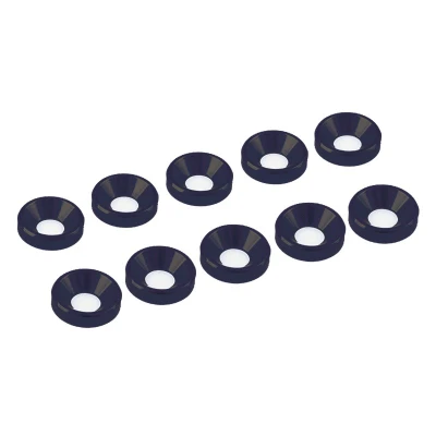 Ultimate Racing 3mm Aluminum Countersunk Washers (10) (Black)