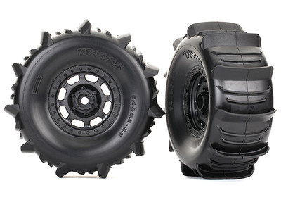 Traxxas Desert Racer Black Wheels w/ Paddle Tires (2)
