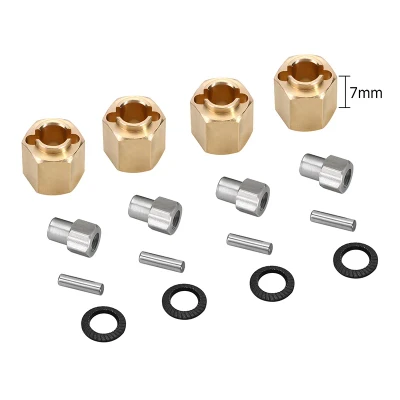 INJORA 4PCS 7mm Brass Wheel Hex Hub Extenders for 1/18 TRX4M Upgrade (4M-02)
