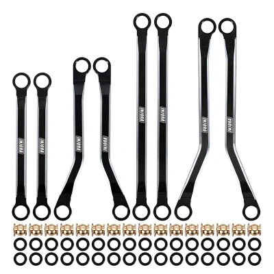 INJORA Aluminum High Clearance Chassis Links Set for 1/18 TRX4M Defender/Bronco (Black)