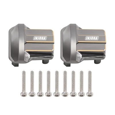 INJORA 2PCS 11g/pcs Brass Diff Covers for 1/18 TRX4M Front Rear Axles (Grey)