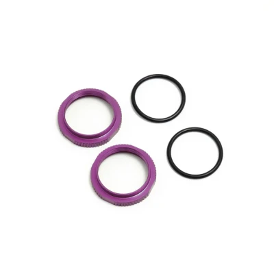 Tekno RC Shock Adjustment Nuts (short, aluminum, PURPLE ano, 2pcs)