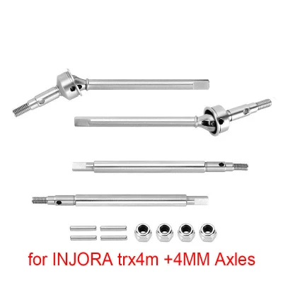 INJORA Stainless Steel Axle Shafts for INJORA TRX4M +4mm Axles