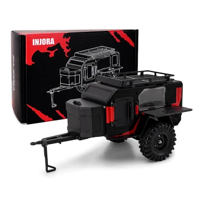 INJORA Off-Road Camping Trailer for 1/18 1/24 RC Crawlers TRX4M SCX24 (Black/Red)