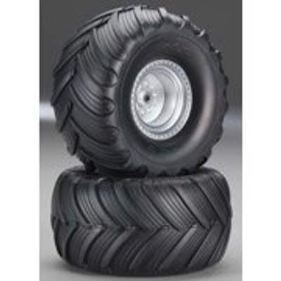 TRAXAS Monster Jam Replica Pre-Mounted Rear Tires (2) (Silver) (TRA3663) TRAXAS Monster Jam Replica Pre-Mounted Rear Tires (2) (Silver) (TRA3663)