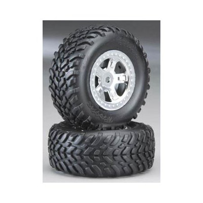 TRAXXAS Pre-Mounted SCT Off-Road Tire (Satin Chrome) (2) (TRA7073)