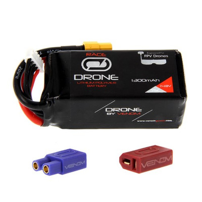 VENOM 75C 14.8V 1300mAh 4S Drone Race LiPo:Univ 2.0 Plug (VNR35044) VENOM 75C 14.8V 1300mAh 4S Drone Race LiPo:Univ 2.0 Plug (VNR35044)