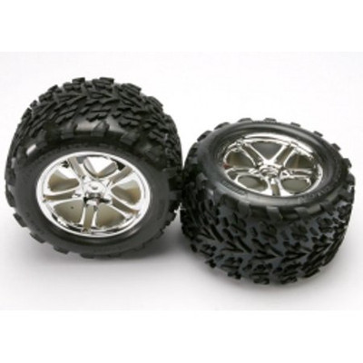Traxxas Talon Pre-Mounted Tires w/SS Split Spoke Wheels (2) (Revo,TMX) (Chrome) (TRA5174) Traxxas Talon Pre-Mounted Tires w/SS Split Spoke Wheels (2) (Revo,TMX) (Chrome) (TRA5174)