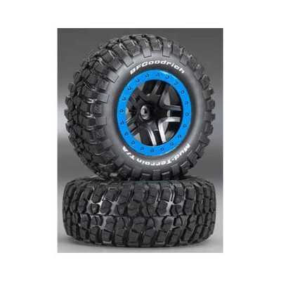 Traxxas BFGoodrich KM2 Tire w/Split-Spoke Rear Wheel (2) (Black/Blue) (Standard) (TRA5883A) Traxxas BFGoodrich KM2 Tire w/Split-Spoke Rear Wheel (2) (Black/Blue) (Standard) (TRA5883A)