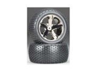 Traxxas Alias Rear Tires w/All-Star Wheels (2) (Black Chrome) (Standard) (TRA3770A) Traxxas Alias Rear Tires w/All-Star Wheels (2) (Black Chrome) (Standard) (TRA3770A)