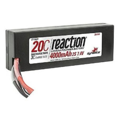 DYNAMITE Reaction 7.4V 4000mAh 2S 20C LiPo Hard Case: Deans DYNAMITE Reaction 7.4V 4000mAh 2S 20C LiPo Hard Case: Deans