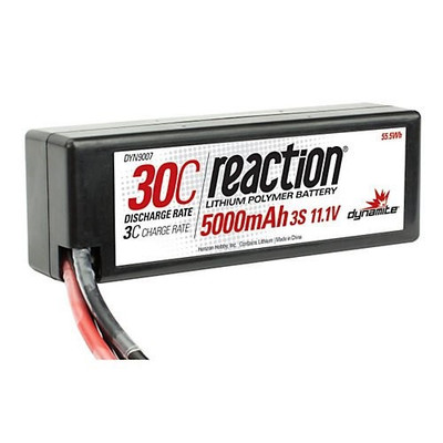 DYNAMITE Reaction 11.1V 5000mAh 3S 30C LiPo Hard Case: EC3 DYNAMITE Reaction 11.1V 5000mAh 3S 30C LiPo Hard Case: EC3
