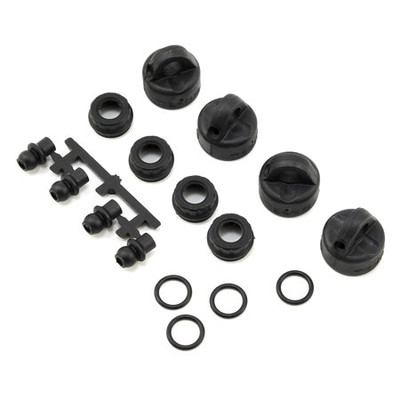 Tekno RC EB410 Shock/Cartridge Cap & Bushing Set (4)