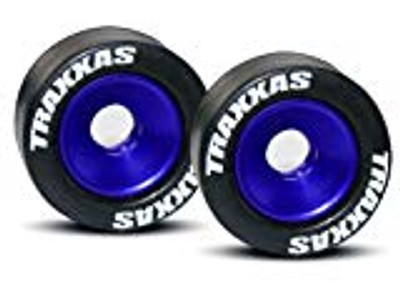 Traxxas Aluminum Wheelie Bar Wheel Set w/Rubber Tires (Blue) (2) (TRA5186A) Traxxas Aluminum Wheelie Bar Wheel Set w/Rubber Tires (Blue) (2) (TRA5186A)