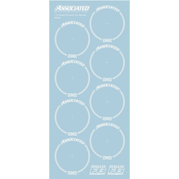 Team Associated RC10F6 Tire Decals, white (ASC8692)