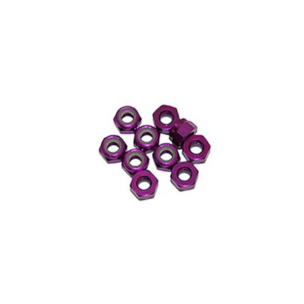 Ultimate Racing 3mm Aluminum Nylock Nut (Purple) (10pcs) (UR1502-P)