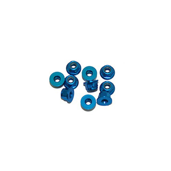 Ultimate Racing 3mm Aluminum Nylock Nut With Flange (Blue) (10pcs) (UR1503-A)