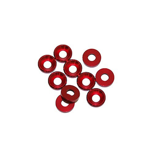 Ultimate Racing 3mm Aluminum Countersunk Washers (10) (Red)