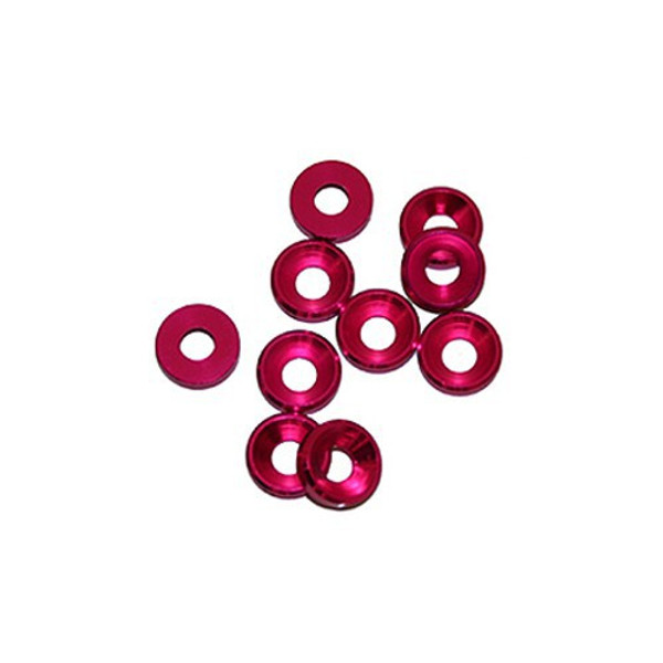 Ultimate Racing 3mm Aluminum Countersunk Washers (10) (Pink)