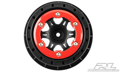 Pro-Line Split Six Bead-Loc Short Course Rear Wheels (Black/Red