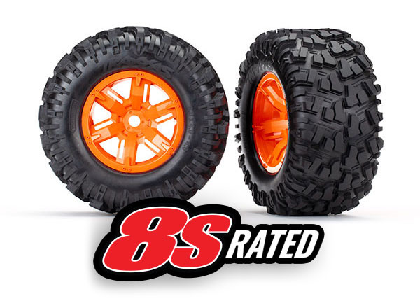 Traxxas X-Maxx Assembled and Glued Maxx AT 8.0x4.0" Tires, 8s rated (Orange) (TRA7772T)