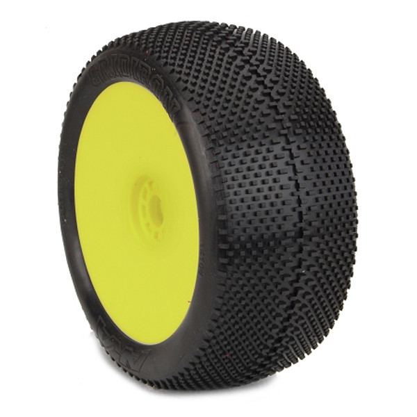 AKA EVO Gridiron 1/8 Truggy Pre-Mounted Tires (2) (Yellow) (Soft - Long Wear) (AKA14113XRY)