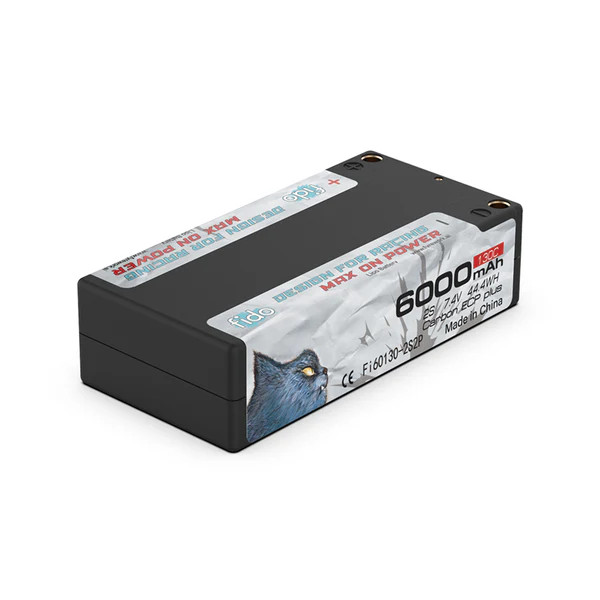 Fido LipoMaxx RC Racing Battery 6000mAh 2S 7.4V 130C Shorty pack with 5mm plug