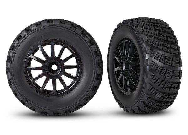 Tires & wheels, assembled, glued (black wheels, gravel pattern tires, foam inserts) (2) (TSM® rated)
