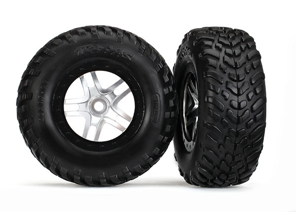 Traxxas  Satin Chrome & Black Wheels & S1 Off-Road Tires (2)
