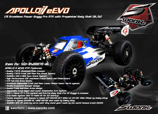 SWORKz Apollo II eEVO 1/8 Brushless Power Buggy Pro RTR with Pre-painted Body Shell