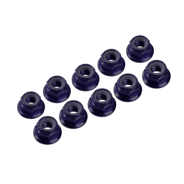 Ultimate Racing 3mm Aluminum Nylock Nut With Flange (Black) (10pcs)
