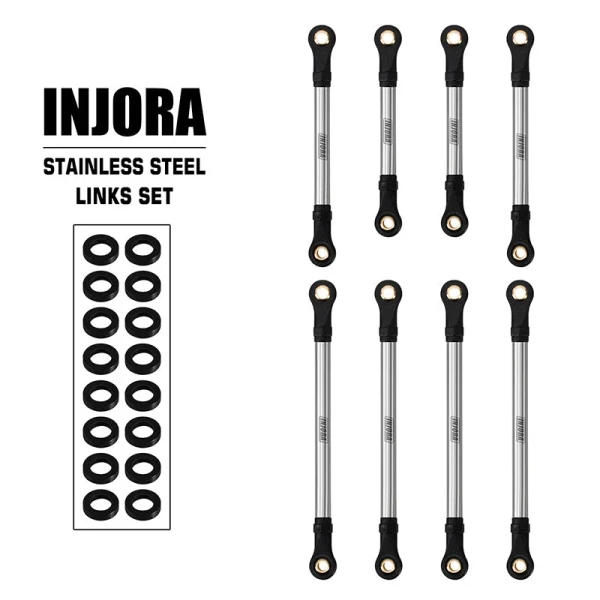 INJORA Stainless Steel Straight Chassis Links for 1/18 RC Crawler TRX4M Defender Bronco (4M-64)