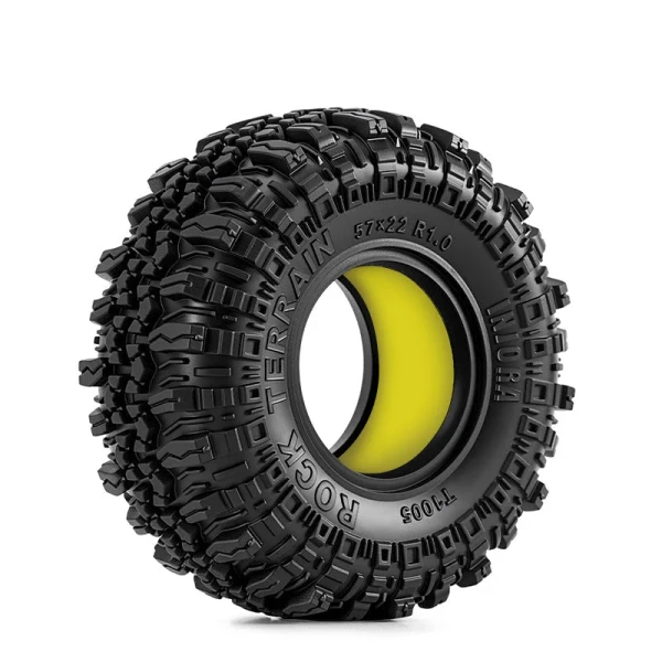 INJORA 1.0" 57*22mm Rock Terrain Tires & Silicone Rubber Inserts Combo (4)