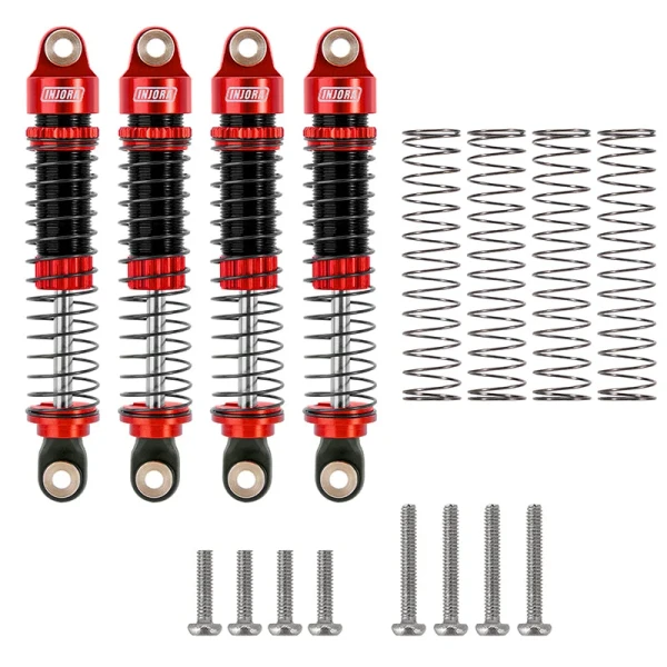 INJORA 59mm Silver Long Threaded Oil Shocks for 1/18 TRX4M Upgrade (4M-42) Red