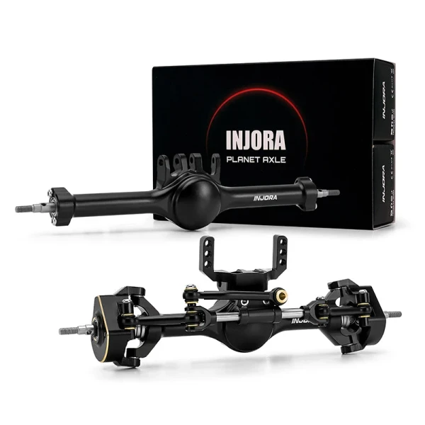 INJORA +7mm Black Planet Axles with Double Joint Shafts Scale Hydro Steering for 1/18 TRX4M