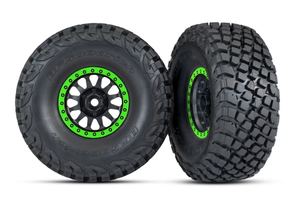 Traxxas Method Black & Green Race Wheels w/ BFG Tires (2)