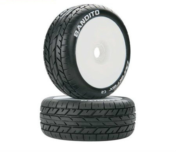 DURATRAX Bandito 1/8 Buggy Tire C2 Mounted White (2)