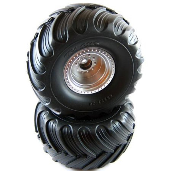 TRAXXAS Monster Jam Replica Pre-Mounted Front Tires (2) (Silver) (TRA3665)