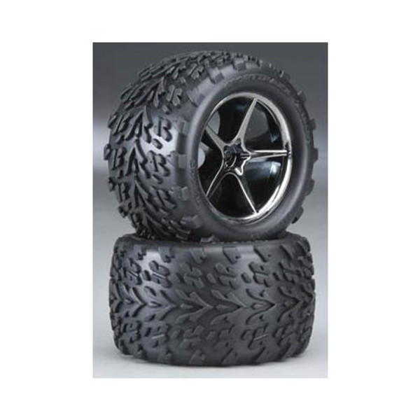 TRAXXAS Pre-Mounted Talon Tires w/Gemini Wheels (Black Chrome) (2) (TRA7174A)
