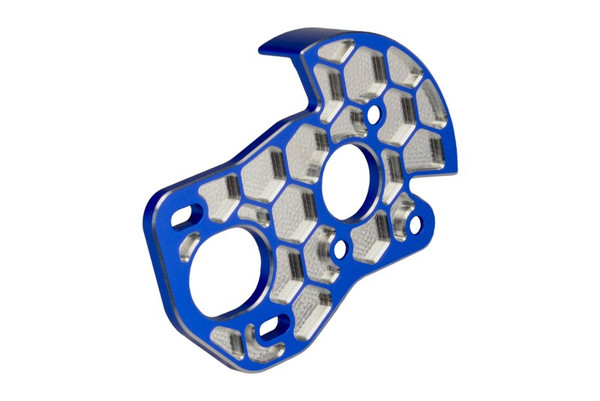 JConcepts B6 "Honeycomb" 3 Gear Laydown Motor Plate w/Shield (BLUE)