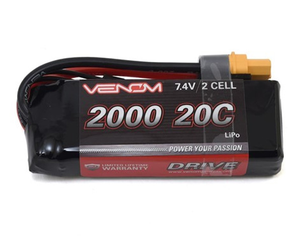 Venom Power 2S LiPo 20C Mini Battery Pack w/Universal Plug (7.4V/2000mAh) (VNR15023)
